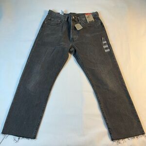 Levi’s Women’s 501 High Rise Straight Jeans Distressed Button Fly Black 28x30